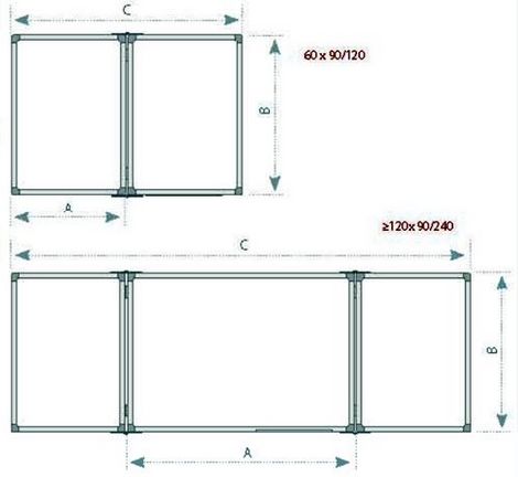 Доска для мела трехстворчатая 2х3 100х150/300 см - №2