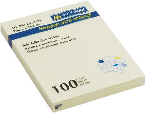 Блок бумаги для записей 76x127 мм, 100л., желтый - №1