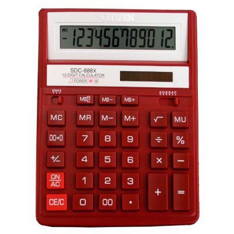 Калькулятор SDC-888 ХRD, красный, 12 разрядов - №1
