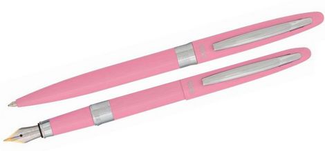 Комплект: ручка  перьевая + шариковая в подарочном футляре  Р, розовый - №1
