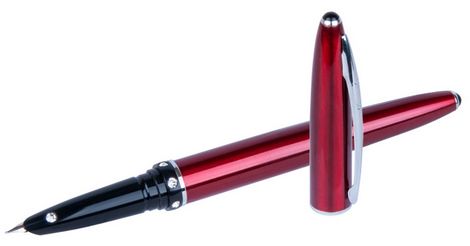 Комплект из перьевой и  ручки-роллера "Elegance", красный, в подарочном футляре (распродажа) - №2