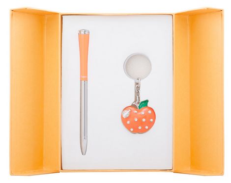 Набор подарочный"Apple": ручка шариковая + брелок, оранжевый - №1