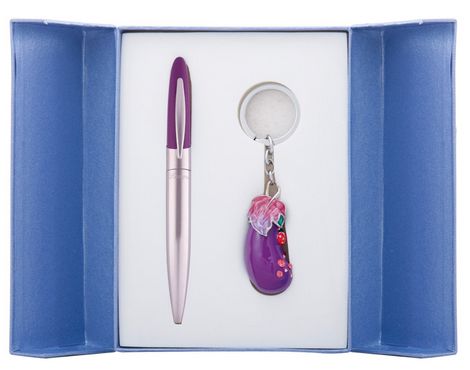 Набор подарочный"Aubergine": ручка шариковая + брелок, фиолетовый - №1