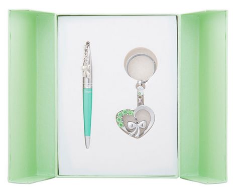 Набор подарочный"Love": ручка шариковая + брелок, зеленый - №1