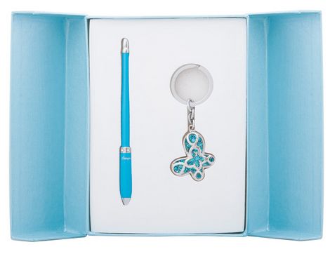 Набор подарочный"Night Moth": ручка шариковая + брелок, синий - №1