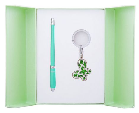 Набор подарочный"Night Moth": ручка шариковая + брелок, зеленый - №1