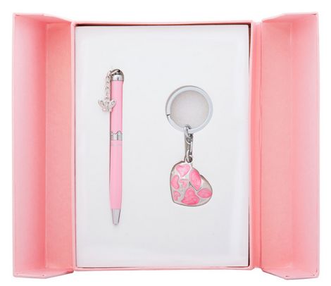 Набор подарочный "Romance": ручка шариковая + брелок, розовый - №1