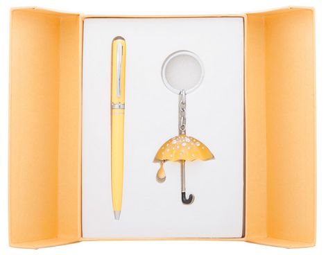 Набор подарочный "Umbrella": ручка шариковая + брелок, желтый - №1