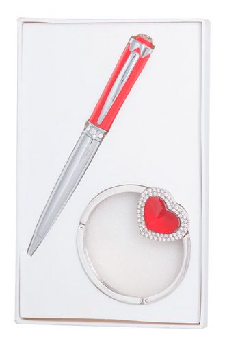 Набор подарочный "Crystal": ручка шариковая + крючок д/ сумки, красный - №1
