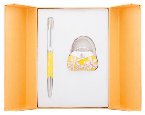 Набор подарочный "Sense": ручка шариковая + крючок д/ сумки, желтый - №1