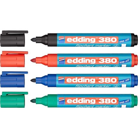 Набор маркеров для флипчартов (бумажных блоков) e-380, edding, 4 шт. (блистер PVC) - №1