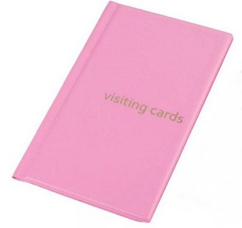 Визитница с впаянными файлами Panta Plast, 24 визитки, PVC, розовая - №1