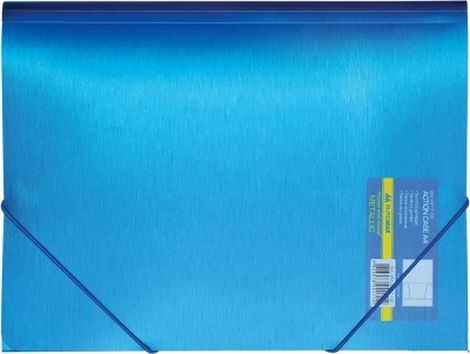 Папка пластиковая А4 на резинках METALLIC, синяя - №1