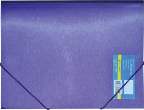 Папка пластиковая А4 на резинках METALLIC, фиолетовая - №1