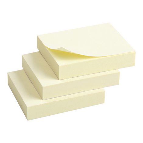 Блок бумаги для записей 50x40 мм, 3х100 л., пастель, желтый - №1