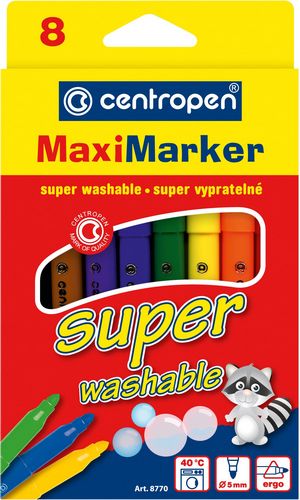 Фломастеры Super Washable Maxi 8770, Centropen, 8 цветов - №1