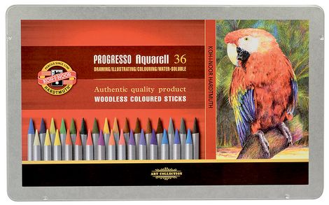 Карандаши цветные акварельные бездревесные Progresso, 36 цветов, в металлической упаковке - №1