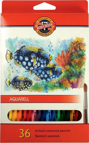 Карандаши цветные акварельные Mondeluz "Рыбки", 36 цветов - №1