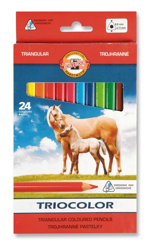 Карандаши цветные Triocolor Jumbo "Horses", 24 цвета - №1