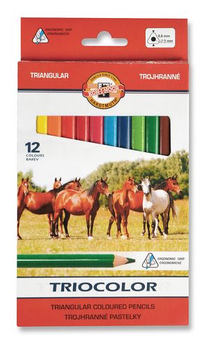 Карандаши цветные Triocolor Jumbo "Horses", 12 цветов - №1