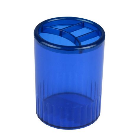 Подставка для ручек пластиковая круглая Delta, 4 отделения, синяя - №1