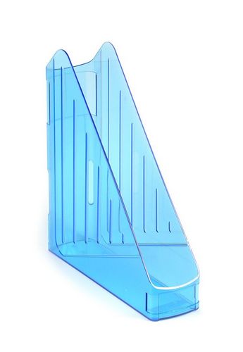 Лоток для бумаг вертикальный, прозрачный, синий - №1