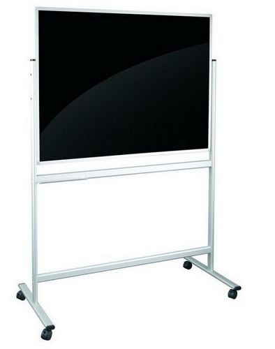 Доска стеклянная маркерная двусторонняя мобильная 2х3  90х120 см, черная/белая - №2