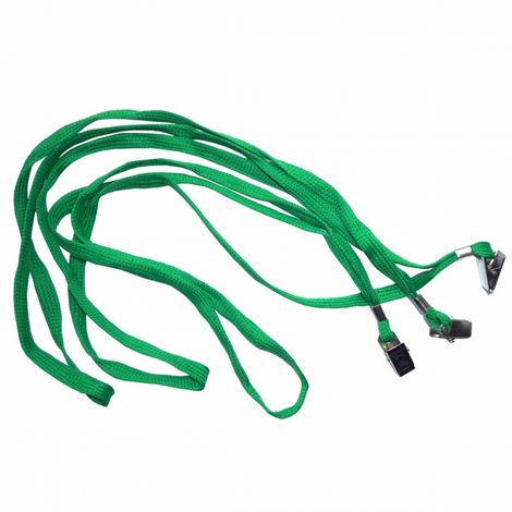 Шнурок для бейджей D002 (с клипом), зеленый - №1