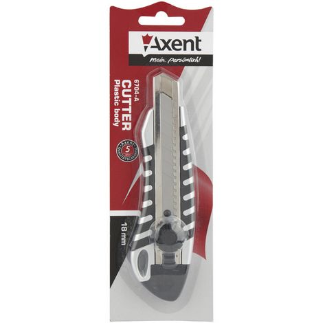 Нож канцелярский Axent, 18 мм, серо-черный - №2
