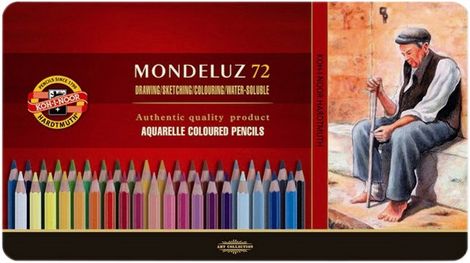 Карандаши цветные акварельные Mondeluz, 72 цвета, металлическая упаковка - №1