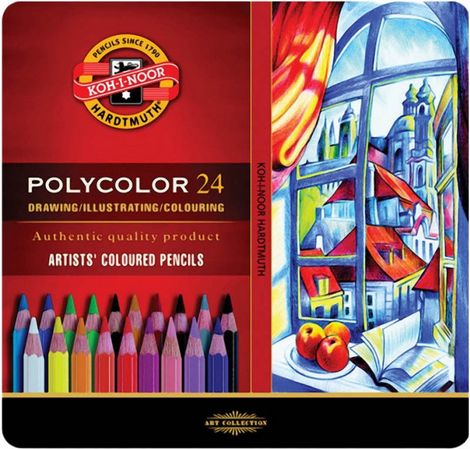 Карандаши цветные Polycolor, 24 цвета, металлическая упаковка - №1