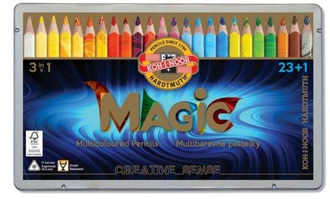Карандаши цветные Magic, 23 цвета+блендер, металлическая упаковка - №1