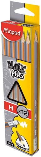 Карандаш графитный BLACK PEPS, H, с ластиком - №2