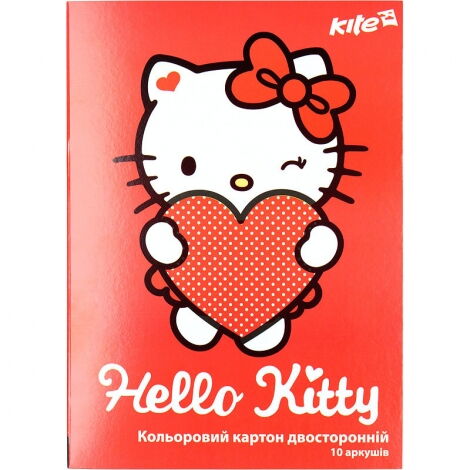 Картон цветной двухсторонний А4, 10 листов, 10 цветов, Hello Kitty - №1