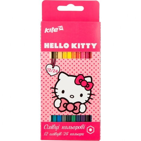 Карандаши цветные двусторонние Kite Hello Kitty, 24 цвета - №1