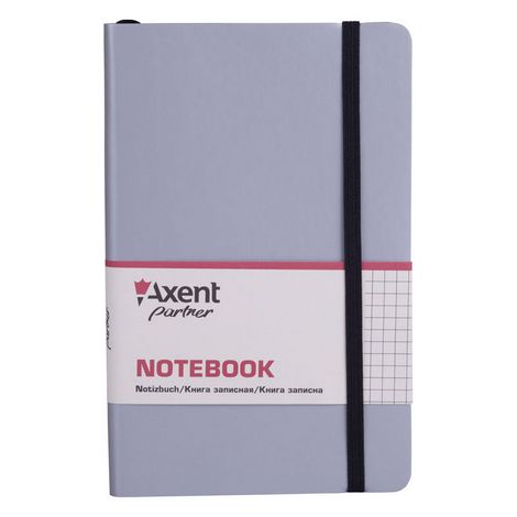 Книга записная Axent Partner Soft, 12,5х19,5 см, клетка, серебряная - №1