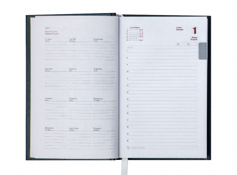 Ежедневник датированный 2019 Buromax Design DIAMANTE, бирюзовый, А6 - №10