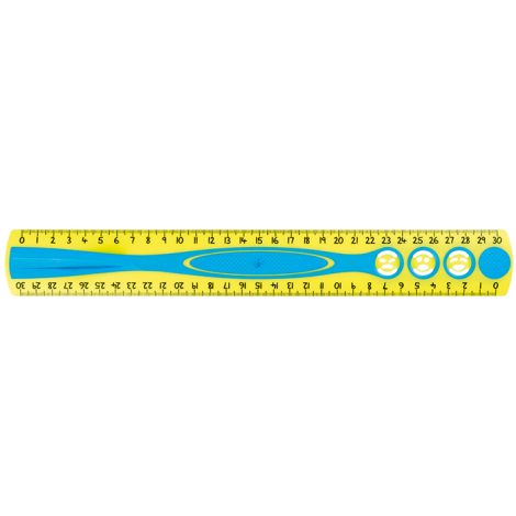 Линейка пластиковая KIDY GRIP, 30см, двухсторонняя шкала, с держателем, блистер - №1