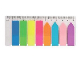 Закладки пластикові з клейкою смужкою 4 цветах12х45мм + 4 кольори х12х42мм, по 25шт., неон, асорті