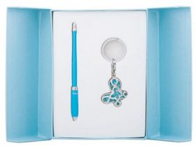 Набор подарочный"Night Moth": ручка шариковая + брелок, синий