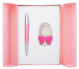 Набор подарочный "Lightness": ручка шариковая + крючок д/ сумки, розовый