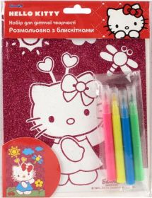 Раскраска с блестками, B6 (с 4 фломастерами), Hello Kitty