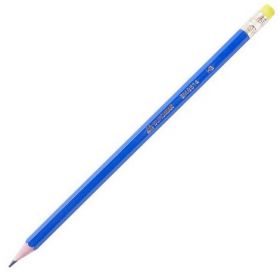 Олівець графітний з гумкою, НВ, синій, тубус