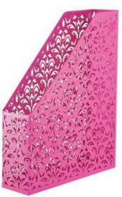 Лоток для бумаг вертикальный BAROCCO, 338x248x70 мм, металлический, розовый