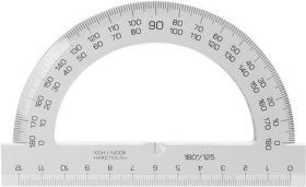 Транспортир 180°/125 мм, безбарвний