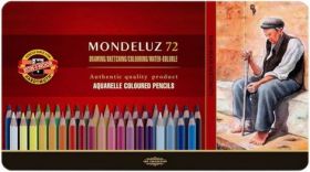 Карандаши цветные акварельные Mondeluz, 72 цвета, металлическая упаковка