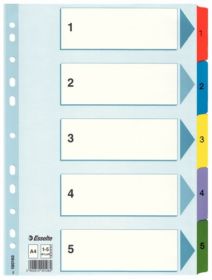 Індекс-роздільник Esselte Mylar, А4, 5 розділів, картон, напівпрозорий