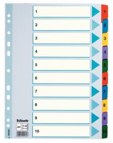 Индекс-разделитель Esselte Mylar, А4, 10 разделов, картон полупрозрачный