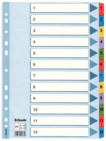 Індекс-роздільник Esselte Mylar, А4, 12 розділів, картон, напівпрозорий