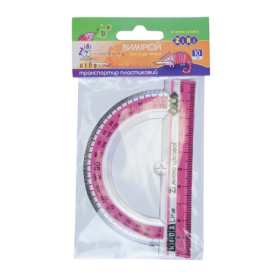 Транспортир 180°/10 см ZiBi KIDS Line, прозорий з рожевим